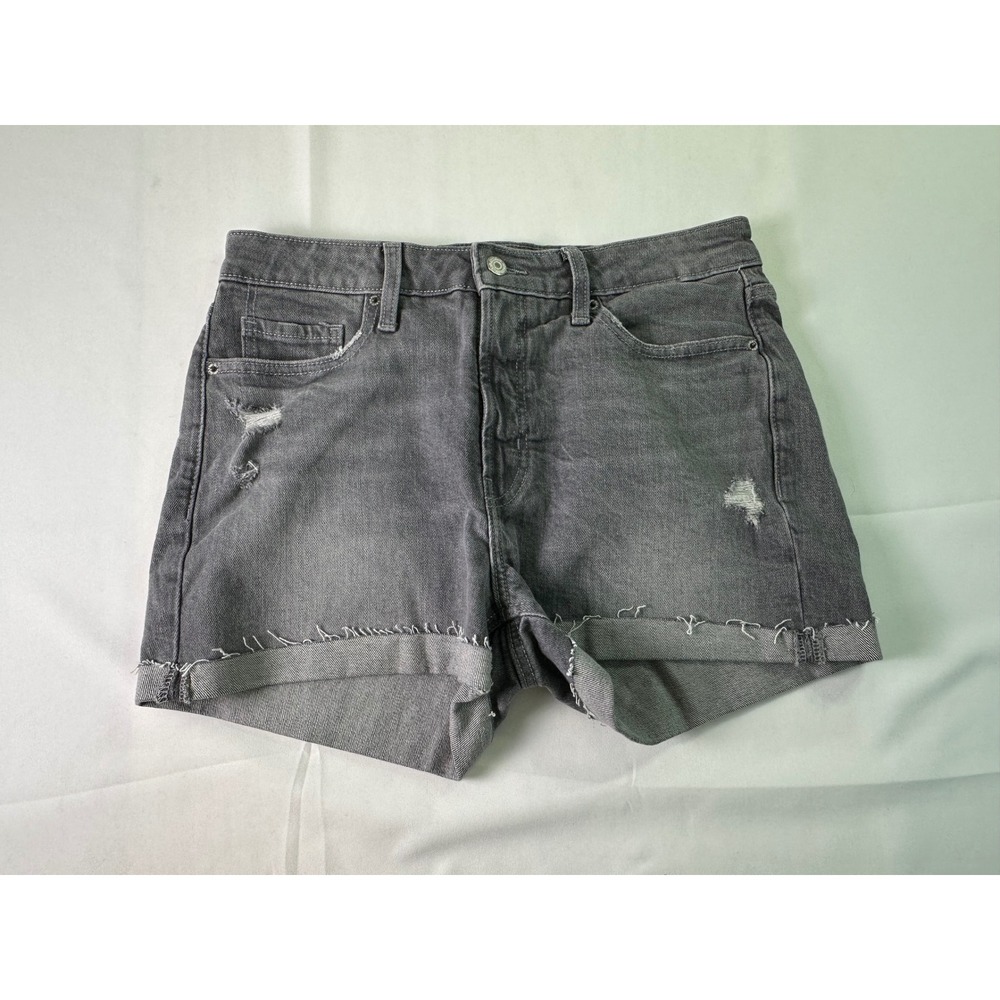 Old Navy High-Rise O.G. Straight Gray Wash Distressed Denim Shorts Size 10